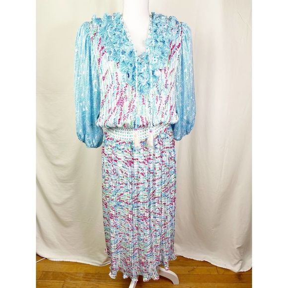 Diane Freiss Dresses & Skirts - Vintage NWOT Diane Freis Multi Color 1980's Floral Boho One Size Dress